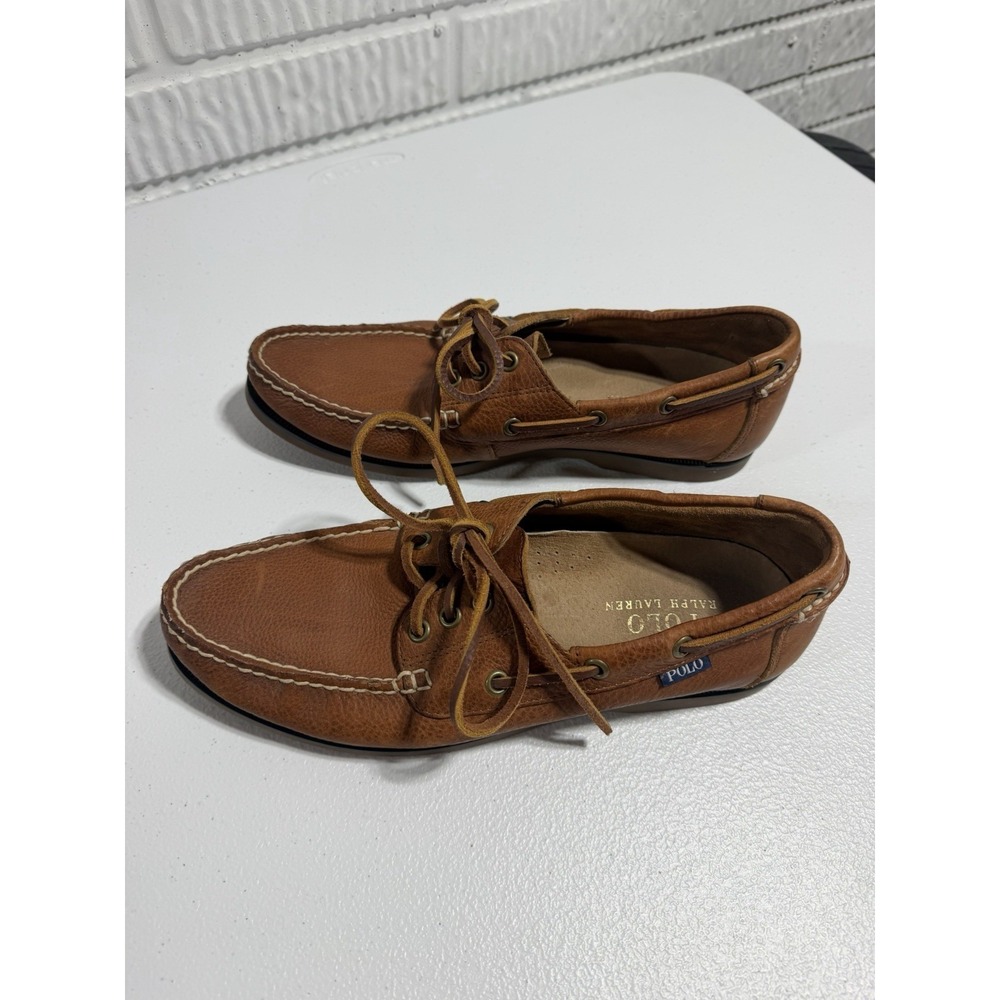 POLO RALPH LAUREN Men's Bienne Leather Boat Shoes Tan US 9 - Picture 4 of 13